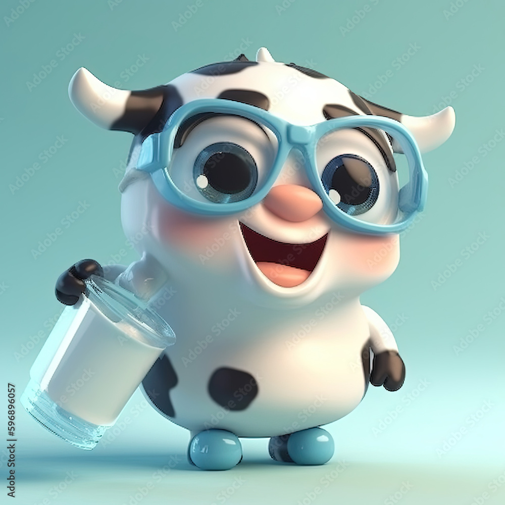 Naklejka premium Cute creatures illustration. Generative AI.