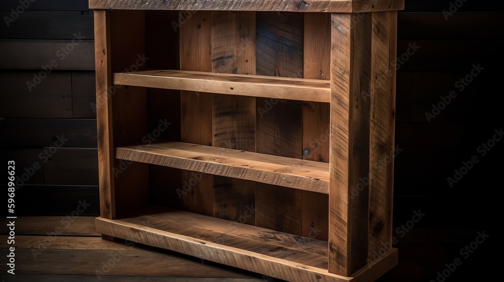 Bookshelf with adjustable shelves. Ai generated Bookshelf with adjustable shelves. Ai generated