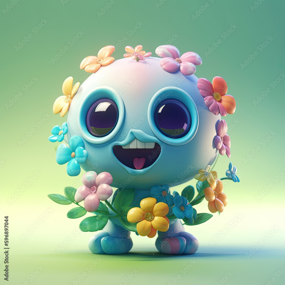 Fototapeta premium Cute creatures illustration. Generative AI.