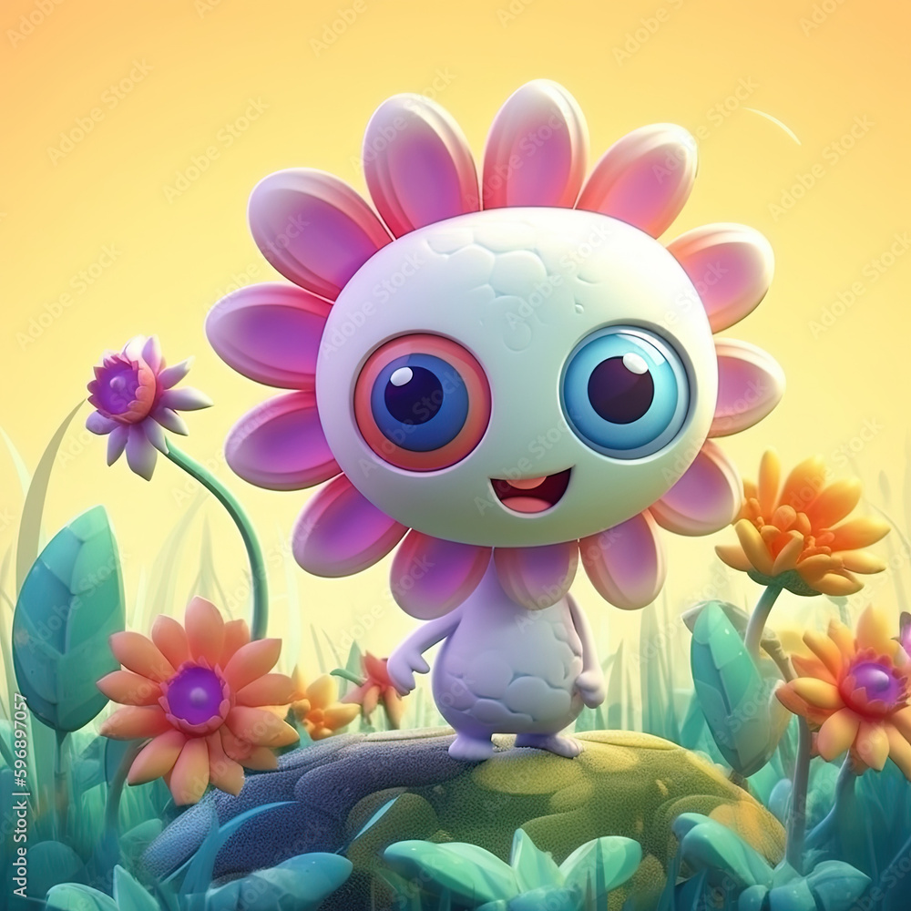 Fototapeta premium Cute creatures illustration. Generative AI.