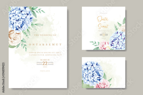 Elegant floral hydrangea wedding invitation card