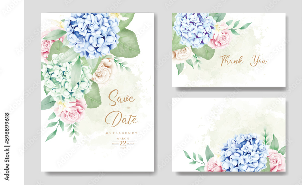 Elegant floral hydrangea wedding invitation card