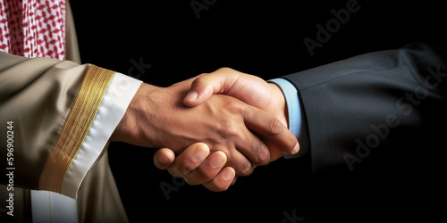 Photography Arabic businessman giving an handshake to his business partner