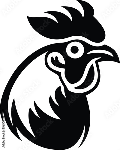 Chicken Logo Monochrome Design Style 