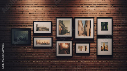 Gallery Wall Mockup: Frames Displayed on the Wall - Generative Ai © Amit