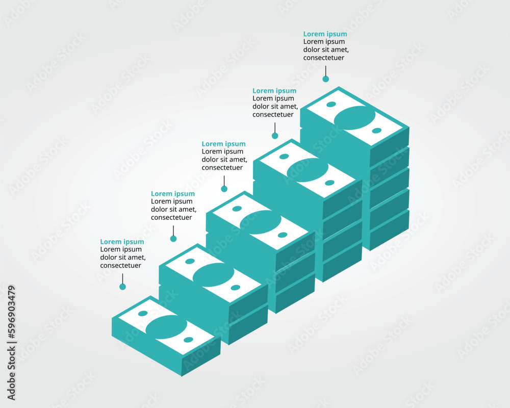 investment for saving money or asset allocation template for infographic for presentation for 5 element