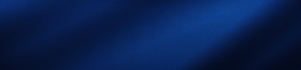 Silk satin fabric. Navy blue color. Abstract dark elegant background with space for design. Soft wavy folds. Drapery. Gradient. Light lines. Shiny. Shimmer. Glow.Template. Wide banner. Panoramic. 
