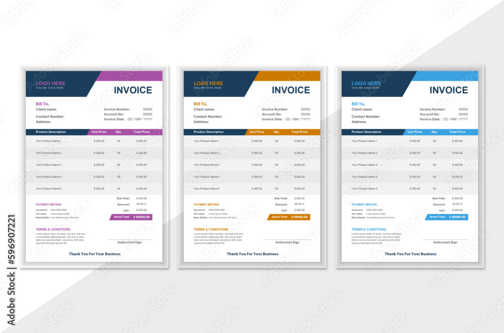 Corporate Invoice Design Template. Elegant and clean design. Attractive invoice design for professional business. Corporate Invoice Design Template. Elegant and clean design. Attractive invoice design for professional business.