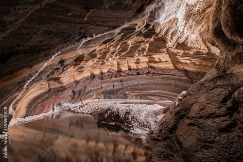 Layers of Salt in a Cave in Jashak Salt Dome, Bushehr, Iran