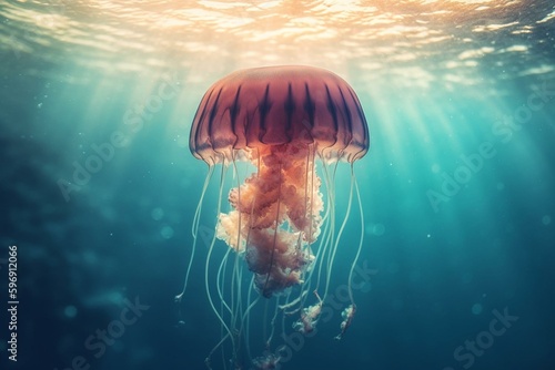 Fotografia, Obraz Jellyfish with a cross-processed background technique