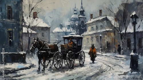 horse carriage in the winter