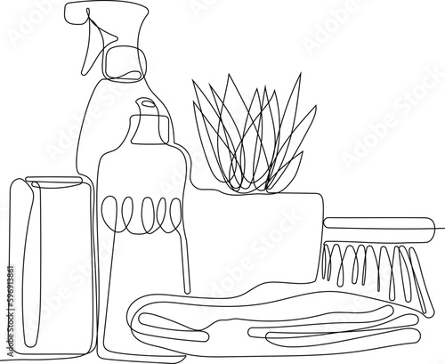 Home cleaning service landing page design concept, illustration of janitors with cleaning tools. Vector illustration