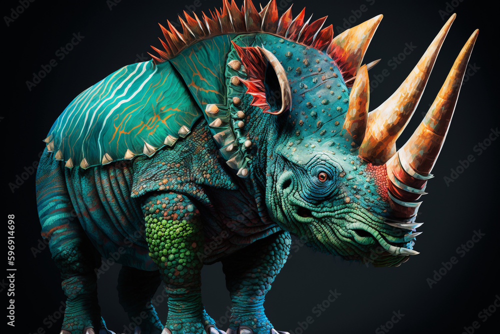 Generative AI,a colorful triceratops. Generative AI,a colorful triceratops.
