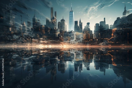 3D abstract illustration of New York backdrop. Generative AI