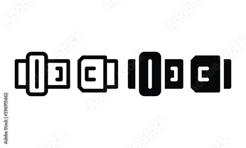 Seat belt icon with outline and glyph style.