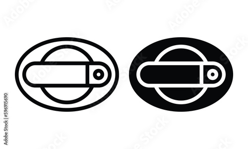 Car door handle icon with outline and glyph style.