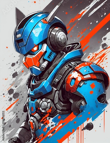 Futuristic Cybernetic Warrior | AI illustration  photo