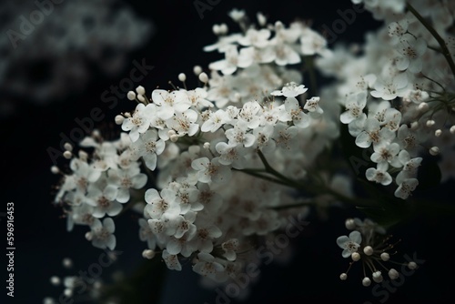 Clusters of small white blooms. Generative AI