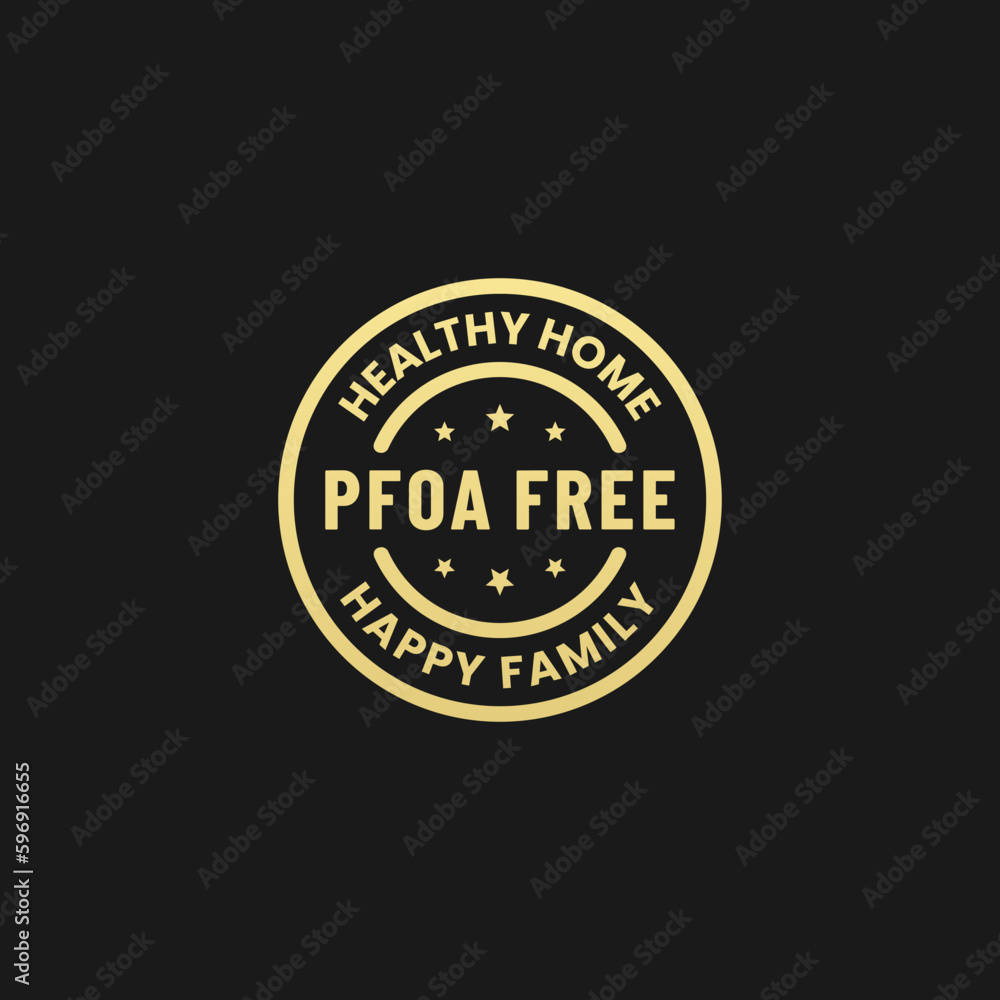 PFOA Free Label Vector or PFOA Free Stamp Vector Isolated in Flat Style. Best PFOA Free Label vector for product packaging design element. PFOA Free Stamp for packaging design element.