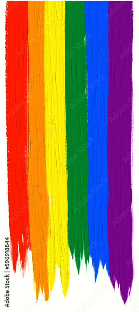 Rainbow oil paint brush  style watercolor background.LGBT  Pride month watercolor texture concept. vector