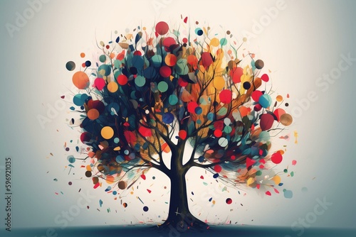 Abstract tree illustration with Kandinsky-inspired style. Generative AI photo