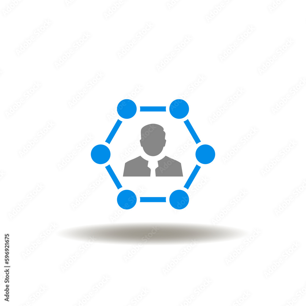 Vector illustration of businessman and chart or flowchart. Icon of stakeholder. Symbol of roles and responsibilities. Vector illustration of businessman and chart or flowchart. Icon of stakeholder. Symbol of roles and responsibilities.