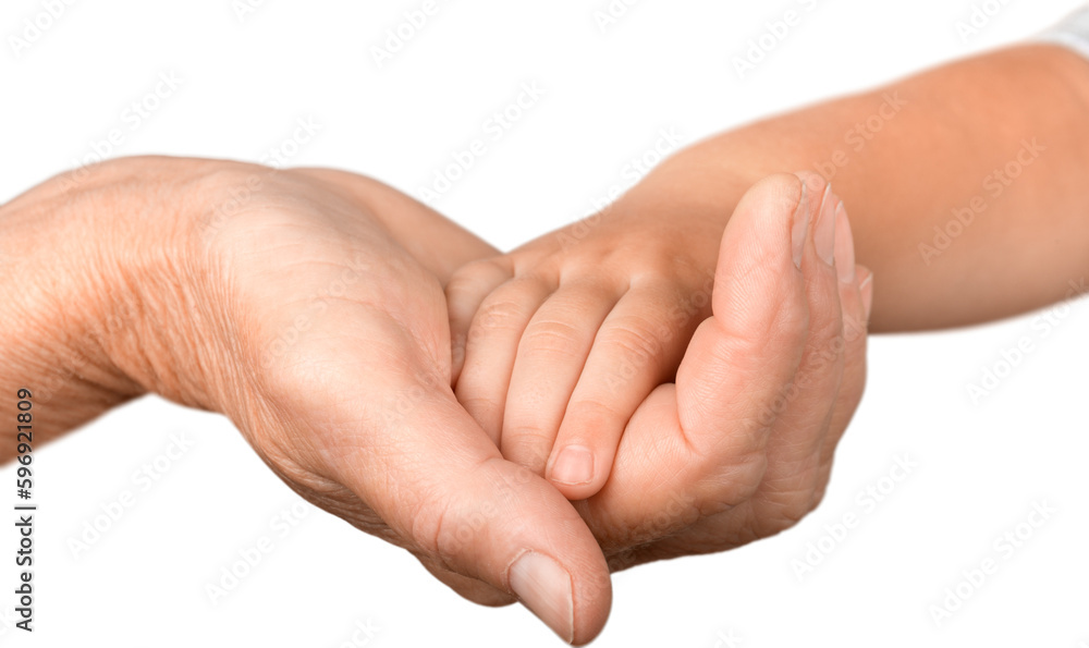 Elderly and Child Hands Holding Together Elderly and Child Hands Holding Together