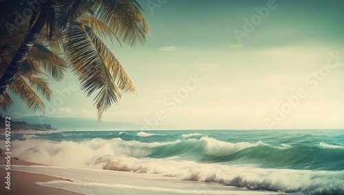 Captivating palm tree amidst abstract tropical seascape