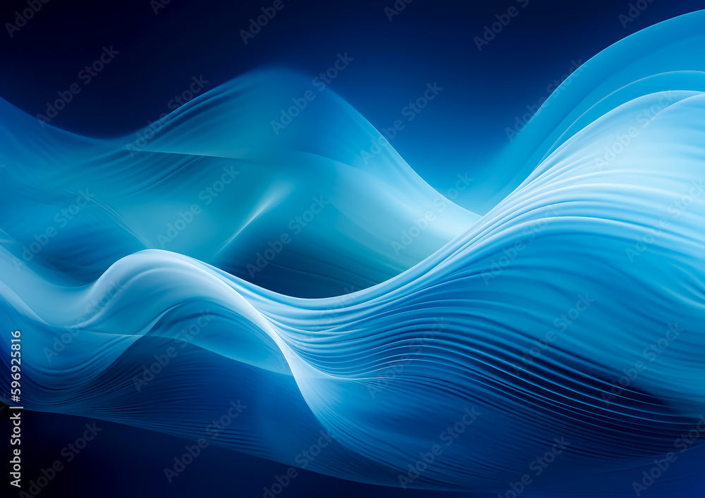 Abstract blue waves, Soft and Sleek blue background. Generative Ai. 