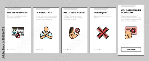 reject man stop stamp cancel onboarding icons set vector