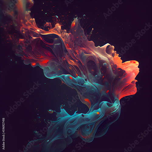 Colorful paint splashes on black background. Abstract background for design