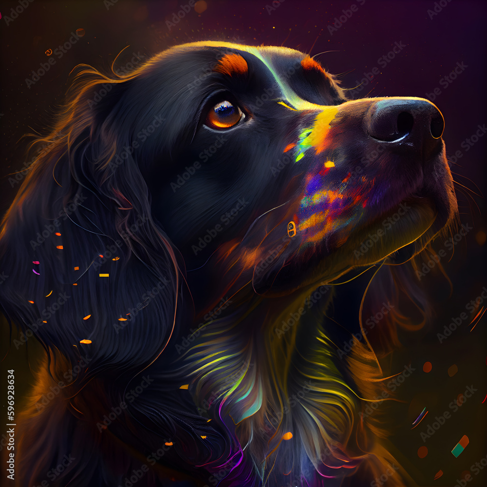 Digital painting of a Cocker Spaniel dog. Digital painting.