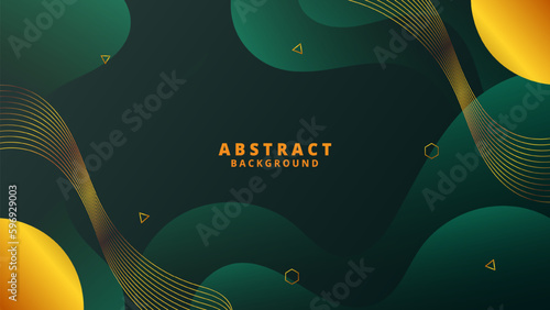 Abstract Green Luxury Fluid background. Modern background design. gradient color. Golden Dynamic Waves. Liquid shapes composition. Fit for website, banners, wallpapers, brochure, posters