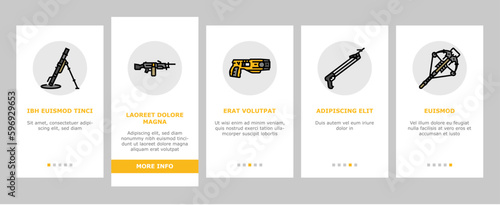 weapon gun game knife war onboarding icons set vector