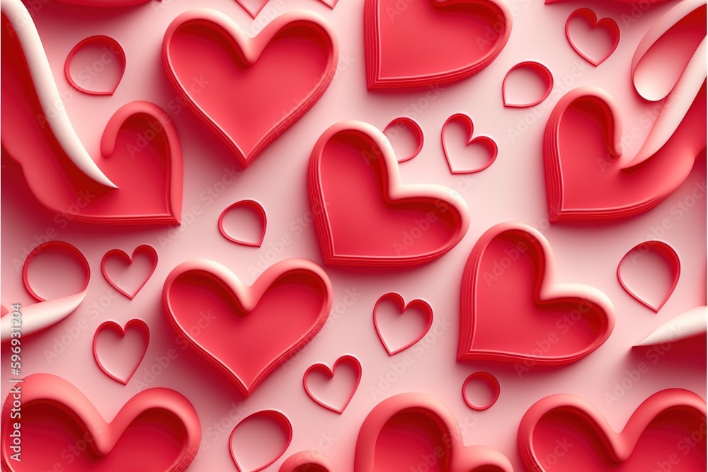 red hearts background. Generative AI. red hearts background. Generative AI.