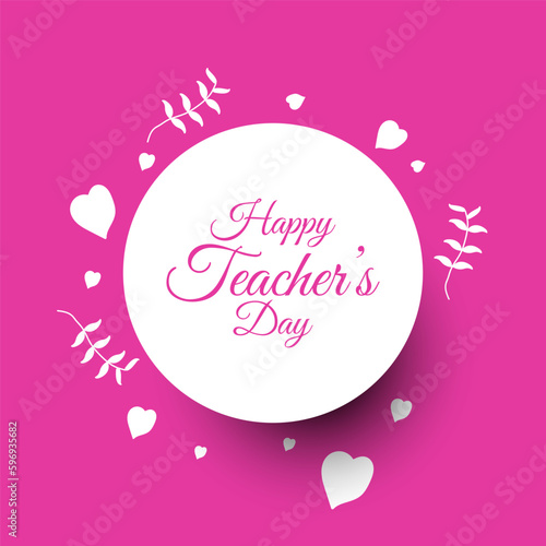 Happy Teacher's Day Greeting Card in Handwritten Style.
