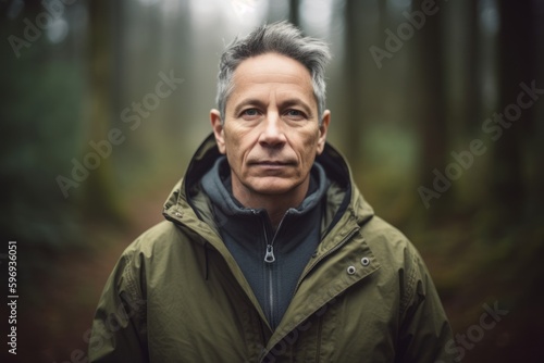 Portrait of a senior man in the forest looking at the camera
