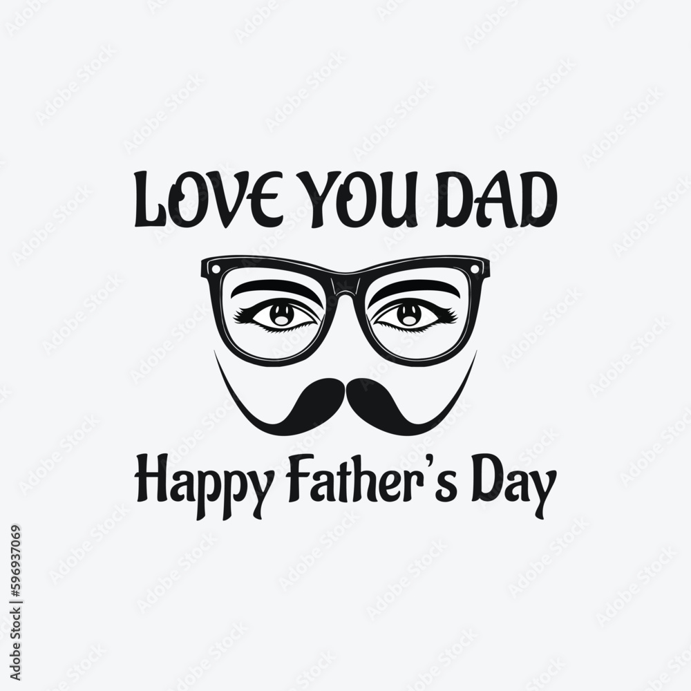 Happy Father's Day template with the symbol of mustache, eyes, and sunglass for greeting cards, social media ads, banners, and posters.