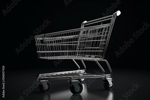 3D rendered shopping cart on transparent background. Generative AI
