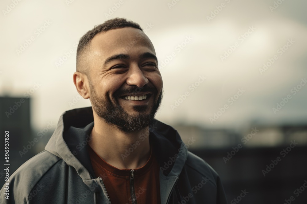 Portrait of a handsome young man smiling and looking at camera outdoors Portrait of a handsome young man smiling and looking at camera outdoors