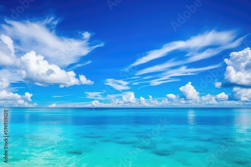 serene ocean with a cloudy sky. Generative AI