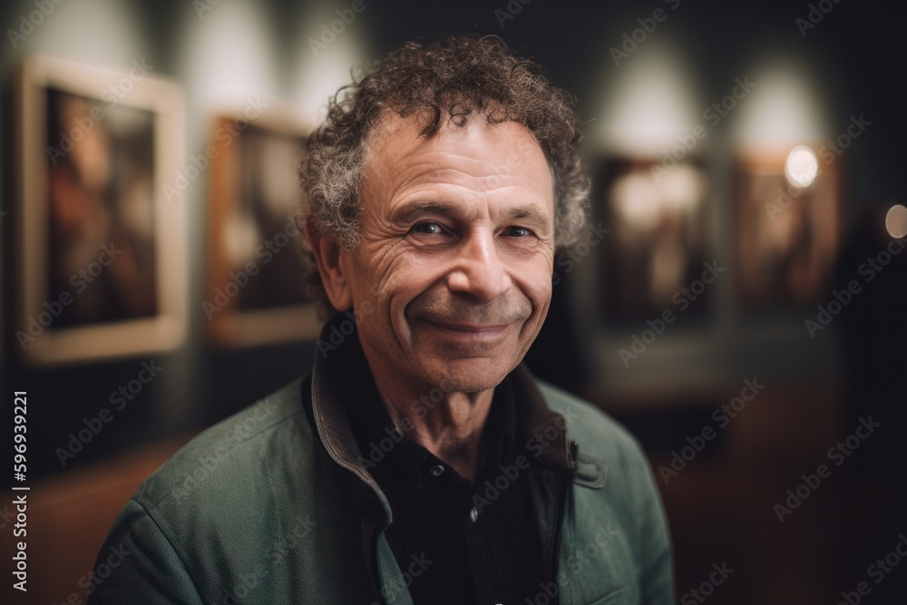 Portrait of a smiling senior man looking at the camera in museum Portrait of a smiling senior man looking at the camera in museum