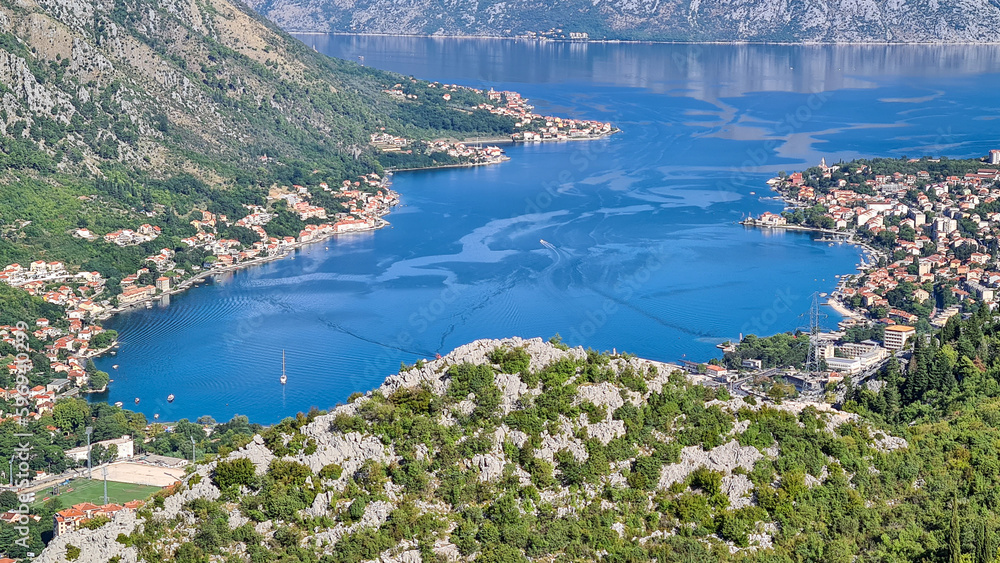 Exploration from land and water of the Bay of Kotor on the Adriatic Sea, Montenegro