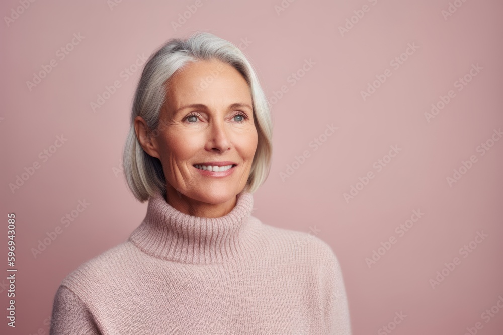 Portrait of smiling senior woman looking at camera isolated on pink background Portrait of smiling senior woman looking at camera isolated on pink background
