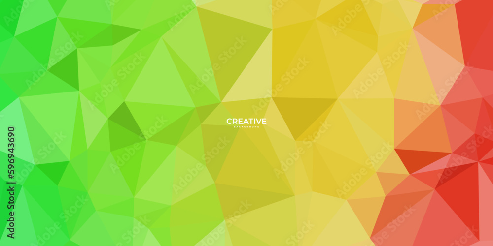 abstract creative yellow green and red colorful background with triangles shape vector illustration