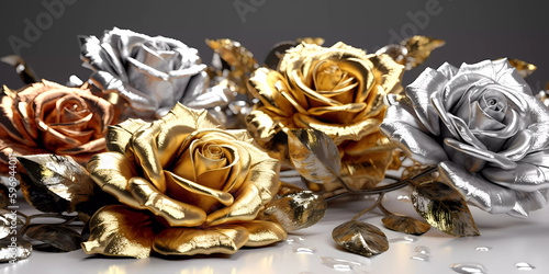 Ornamental flowers, gold and silver