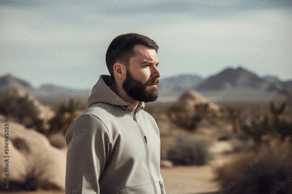 Handsome bearded man in the desert. Outdoors portrait. Handsome bearded man in the desert. Outdoors portrait.