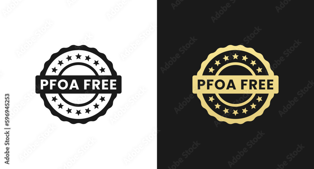 Vetor de PFOA Free Stamp or PFOA Free Label Vector Isolated in Flat