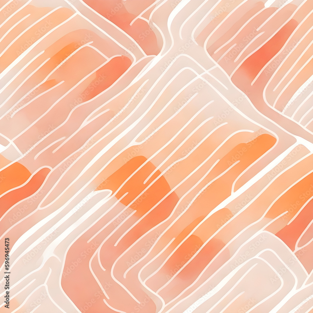 seamless background watercolor stripes and waves, muted light orange and white colors , minimalist tiling art , Generative AI seamless background watercolor stripes and waves, muted light orange and white colors , minimalist tiling art , Generative AI