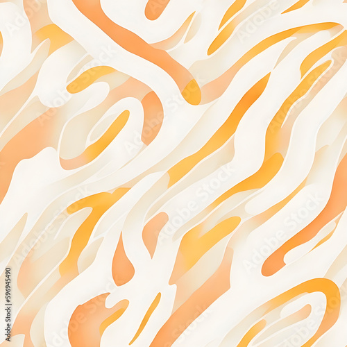 seamless background hand watercolor lines and waves, muted light orange and gray colors , minimalist tiling art , Generative AI
